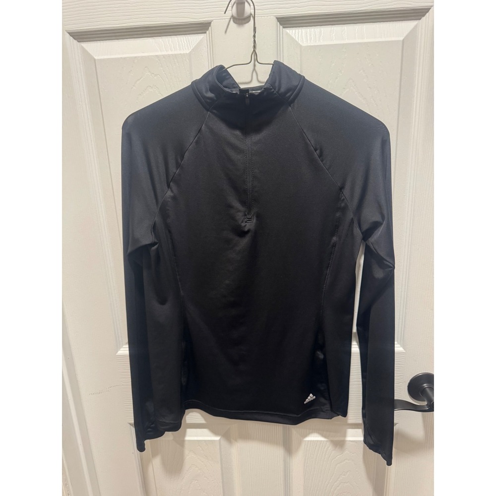Adidas Women's Black Quarter Zip Long Sleeve Athletic Running Training Top Small